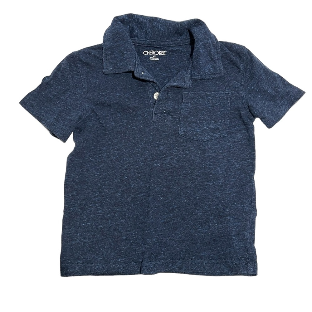 Cherokee Toddler Boys Polo Shirt 4T Navy Blue Short Sleeve